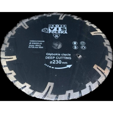 Відрізний алмазний круг Intervis по бетону 230 мм (глубокий різ)