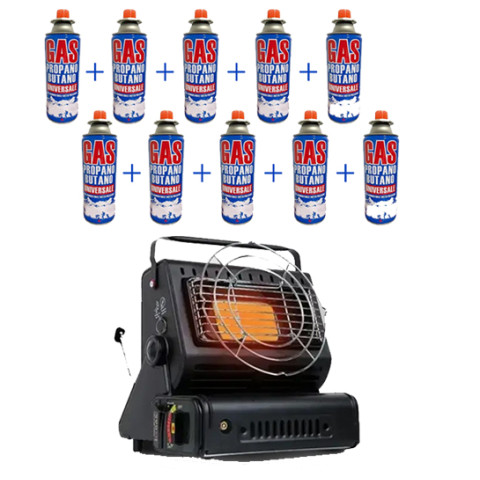 Портативний газовий обігрівач/плита Yanchuan + перехідник на побутовий балон + 10 балонів