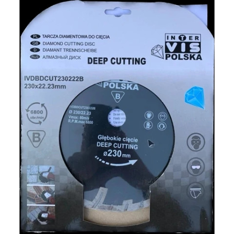 Відрізний алмазний круг Intervis по бетону 230 мм (глубокий різ)