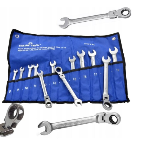 Набір ключів з тріскачкою (12 шт) 8-19 Falon Tech FT7712