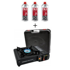 Газова плита з п'єзопідпалом Portable Gas Stove BK-167-A + 3 балонів газу