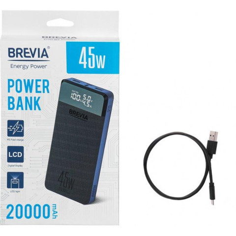 Універсальна мобільна батарея Brevia 20000mAh 45W Li-Pol LCD
