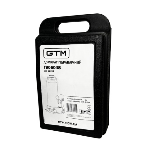 GTM Домкрат гідравл. бутил. 5т (216-41З мм) кейс