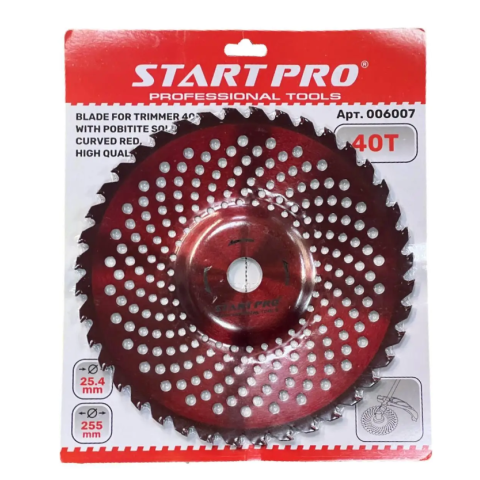 Диск для бензокоси 40-Т з победітовий напайками вигнутий червоний Start Pro