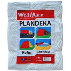 Тент WoffMann білий 5х6м щільність 110 г/м² водостійкий PLANDEKA SUPER MOCNA