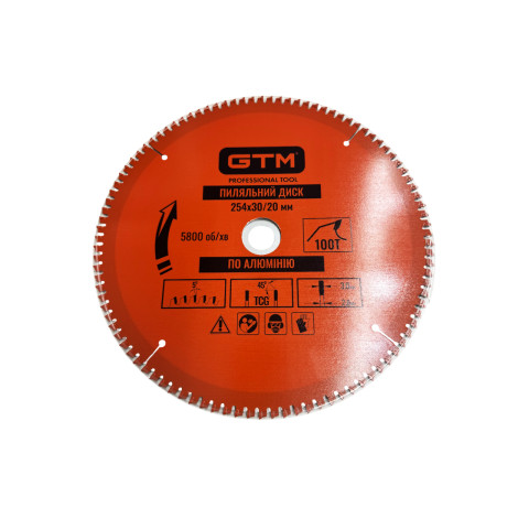 GTM Диск пиляльний 254*30*z=100, по алюмінію