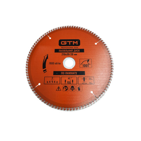GTM Диск пиляльний 210*30*z=100, по ламінату