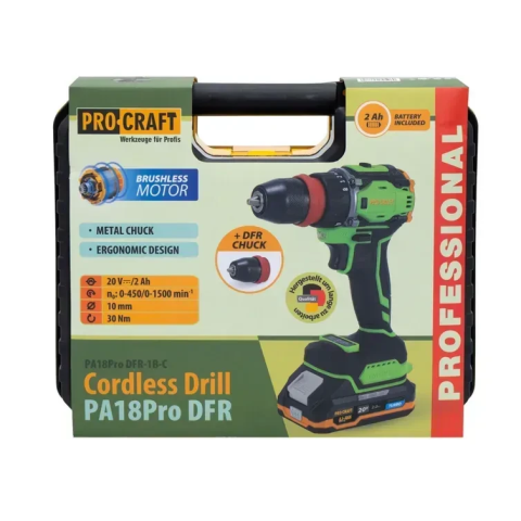 Акумуляторний дриль PROCRAFT 20V, brushless, DFR