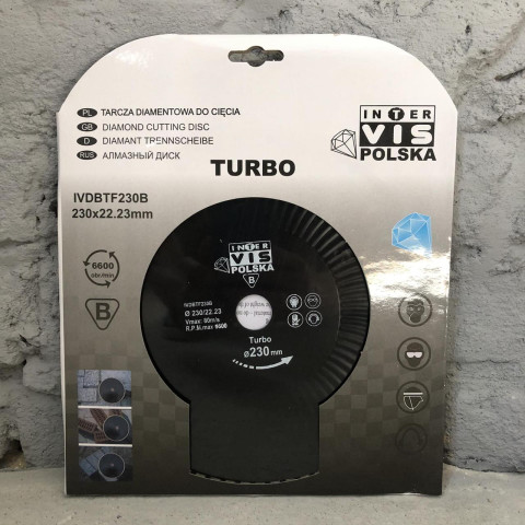 Відрізний алмазний круг Intervis TURBO по бетону 230мм(глубокий різ)