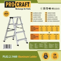 Драбина-стрем'янка алюмінієва 2×7 двостороння Procraft PLA2.2.1460