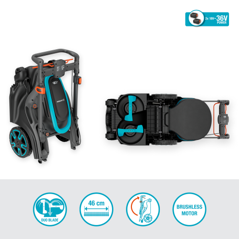 PowerMax Duo 46/36V Dual-Blade High Performance Lawnmower with P4A Battery